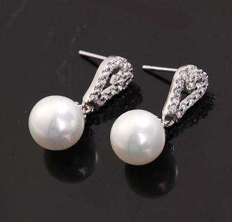 22x9mm WHITE PEARL CZ STUD EARRINGS